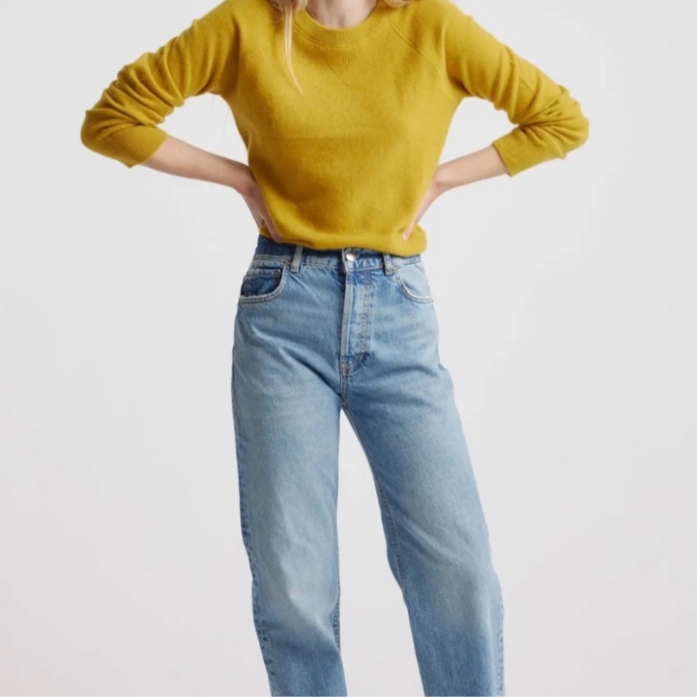 Quince Mustard Yellow Crewneck Sweater
